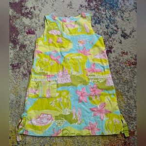 Lilly Pulitzer Private Island Print White Label Girls Shift Dress Size 6x